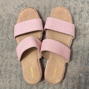 Old Navy Pale Pink Woven Double-Strap Slide Sandals
